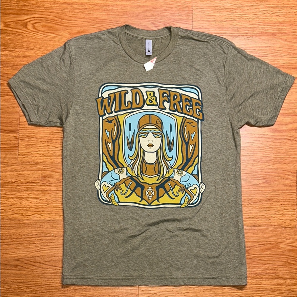 Wild & Free Graphic Tee - Olive Green